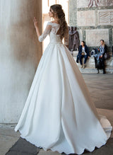 Off-The-Shoulder Ball-Gown Wedding Dresses Sleeves-Dbrbridal