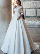 Off-The-Shoulder Ball-Gown Wedding Dresses Sleeves-Dbrbridal