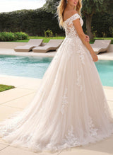 Off-The-Shoulder Ball-Gown Wedding Dresses Stunning Lace-Dbrbridal