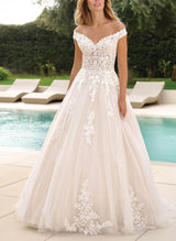 Off-The-Shoulder Ball-Gown Wedding Dresses Stunning Lace-Dbrbridal
