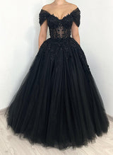 Off-The-Shoulder Chic A-line Wedding Dress Short Sleeves in Lace Tulle-Dbrbridal