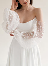 Off-The-Shoulder Chic A-line Wedding Dresses Long Sleeves Split Front-Dbrbridal