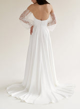 Off-The-Shoulder Chic A-line Wedding Dresses Long Sleeves Split Front-Dbrbridal