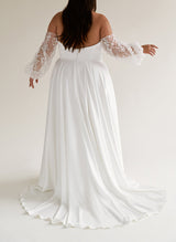 Off-The-Shoulder Chic A-line Wedding Dresses Long Sleeves Split Front-Dbrbridal