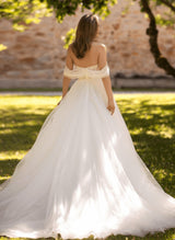 Off-The-Shoulder Corset Wedding Dresses Detachable Sleeveless Boho Garden Princess-Dbrbridal