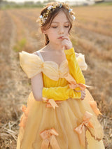 Off The Shoulder Korean Velvet Sleeveless Ankle Length A-line Pleated Formal Kids Princess Dresses-Dbrbridal