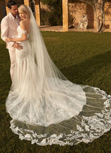 Off The Shoulder Lace Mermaid Fitted Wedding Dress-Dbrbridal