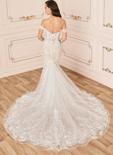 Off The Shoulder Lace Mermaid Fitted Wedding Dress-Dbrbridal