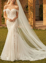 Off The Shoulder Lace Mermaid Fitted Wedding Dress-Dbrbridal