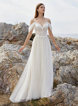 Off-The-Shoulder Lace Wedding Dresses Tulle-Dbrbridal