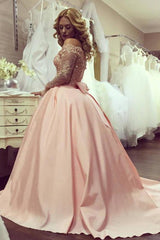 Off-the-Shoulder Long Sleevess Evening Dresses Lace Puffy Skirt Prom Dresses Online-Dbrbridal