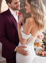 Off-The-Shoulder Mermaid Fitted Lace Wedding Dresses-Dbrbridal