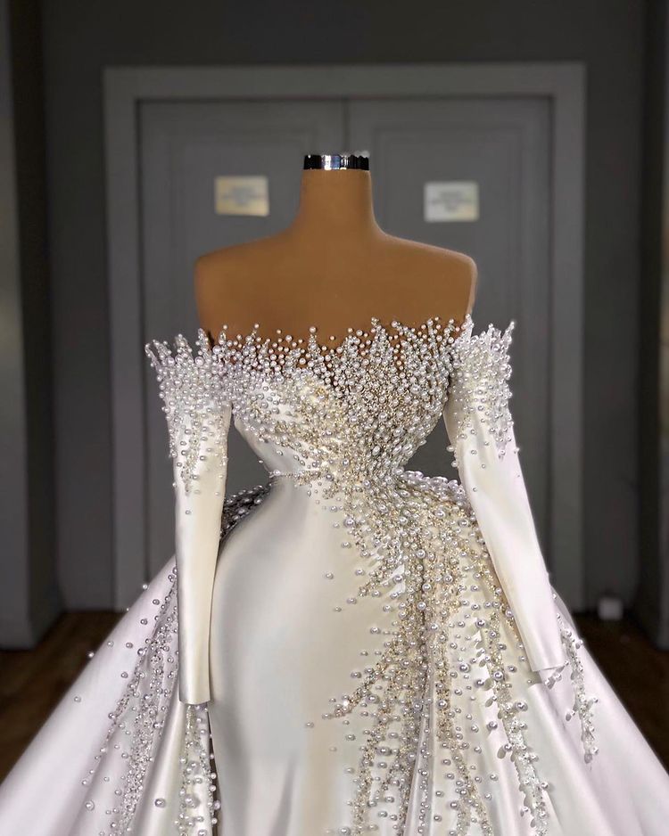 off the shoulder mermaid wedding dress with detachable train Sexy Wedding Dresses Off Shoulder Mermaid Bride Dress... From Bestonesell, $315.58