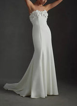 Off-the-Shoulder Satin Wedding Dresses Appliques Lace-Dbrbridal