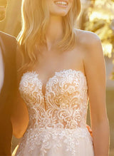 Off-The-Shoulder Sleeveless Lace Tulle Wedding Dress Appliques Lace-Dbrbridal