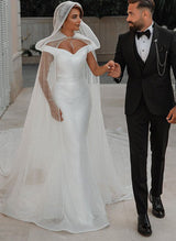 Off-The-Shoulder Sleeveless Sequined Mermaid Fitted Wedding Dresses-Dbrbridal