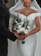 Off-The-Shoulder Sleeveless Sequined Mermaid Fitted Wedding Dresses-Dbrbridal