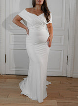 Off-The-Shoulder Wedding Dresses Sparkly Mermaid Fitted Design-Dbrbridal