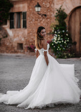 Off-The-Shoulder Wedding Dresses Tulle Boho Garden Lace Princess-Dbrbridal