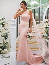 One Shoulder Classic Sleeveless Bridesmaid Dresses-Dbrbridal