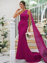 One Shoulder Classic Sleeveless Bridesmaid Dresses-Dbrbridal