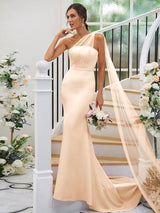 One Shoulder Classic Sleeveless Bridesmaid Dresses-Dbrbridal