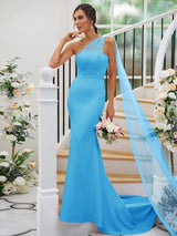 One Shoulder Classic Sleeveless Bridesmaid Dresses-Dbrbridal