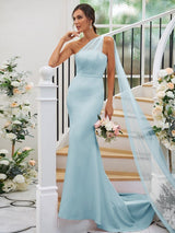 One Shoulder Classic Sleeveless Bridesmaid Dresses-Dbrbridal