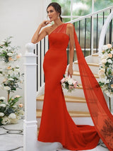 One Shoulder Classic Sleeveless Bridesmaid Dresses-Dbrbridal