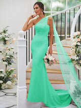One Shoulder Classic Sleeveless Bridesmaid Dresses-Dbrbridal