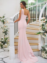 One Shoulder Classic Sleeveless Bridesmaid Dresses-Dbrbridal