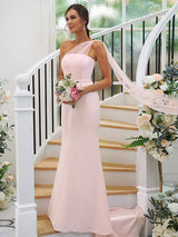 One Shoulder Classic Sleeveless Bridesmaid Dresses-Dbrbridal