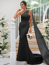 One Shoulder Classic Sleeveless Bridesmaid Dresses-Dbrbridal