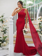 One Shoulder Classic Sleeveless Bridesmaid Dresses-Dbrbridal