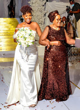 One-Shoulder Sleeveless Charmeuse Wedding Dress Beaded Sweep Train-Dbrbridal