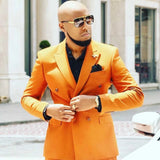 Orange Peaked Lapel Slim Fit Gorgeous Men's Prom Suits-Dbrbridal