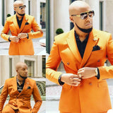 Orange Peaked Lapel Slim Fit Gorgeous Men's Prom Suits-Dbrbridal