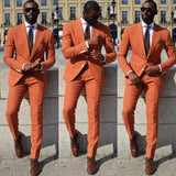 Orange Slim Fit Men Suit Peaked Lapel Prom Suits-Dbrbridal