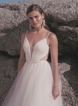 Peal Summer Beach Wedding Dresses Tulle Sweep Train-Dbrbridal