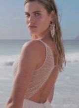 Peal Summer Beach Wedding Dresses Tulle Sweep Train-Dbrbridal