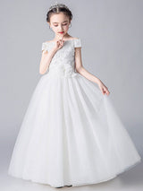 Pink Bateau Neck Sleeveless Bows Formal Kids Pageant flower girl dresses-Dbrbridal