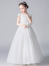 Pink Bateau Neck Sleeveless Bows Formal Kids Pageant flower girl dresses-Dbrbridal