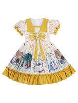 Pink Designed Neckline Short Sleeves Lace Tulle Embroidered Kids Social Party Dresses-Dbrbridal