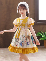 Pink Designed Neckline Short Sleeves Lace Tulle Embroidered Kids Social Party Dresses-Dbrbridal