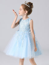 Pink Jewel Neck Lace Bows Formal Kids Pageant flower girl dresses-Dbrbridal