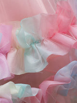 Pink Jewel Neck Sleeveless Bows Flowers Tulle Polyester Cotton Formal Kids Pageant flower girl dresses-Dbrbridal