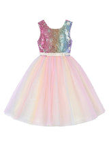 Pink Jewel Neck Sleeveless Bows Kids Social Party Dresses Sequined Tulle Short Dress-Dbrbridal