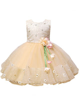 Pink Jewel Neck Sleeveless Polyester Cotton Tulle Flowers Kids Party Dresses-Dbrbridal