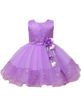 Pink Jewel Neck Sleeveless Polyester Cotton Tulle Flowers Kids Party Dresses-Dbrbridal