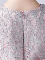 Pink Jewel Neck Sleeveless Short Princess Lace Flowers Kids Social Party Dresses-Dbrbridal